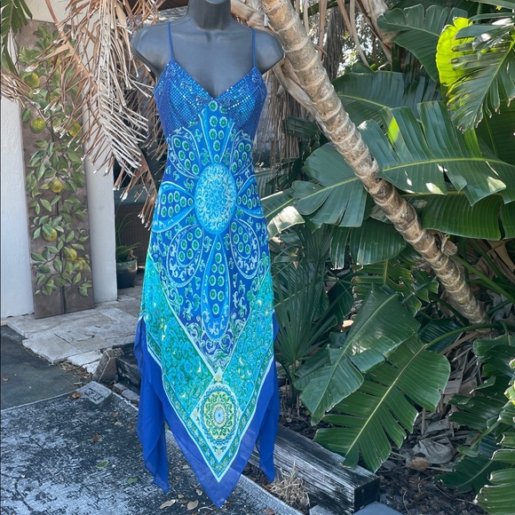 beaded silk and crochet handkerchief, scarf pattern, and hem  dress - Picture 3 of 11